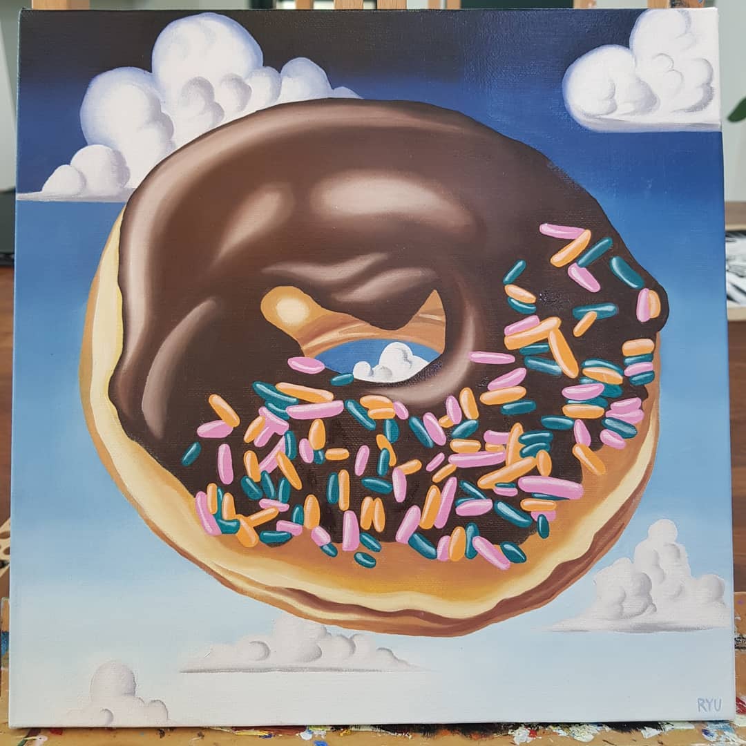 Kenny Scharf CHOCOLATE DONUT WITH SPRINKLES ON A LOVELY DAY 2010 ByXWoD9BkEF