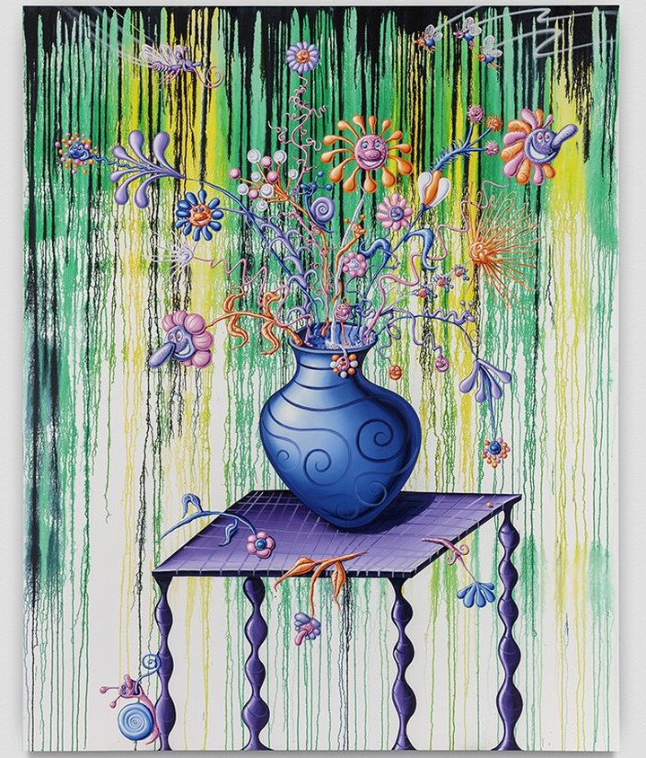 Kenny Scharf Fleurs et Vase Sur la Table 2019 B2HvW0Lnf4L