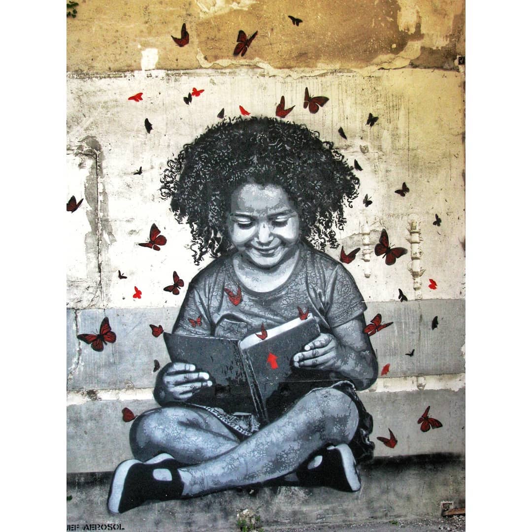jeff aerosol red dream little girl and butterflies Btfavk0AnOp