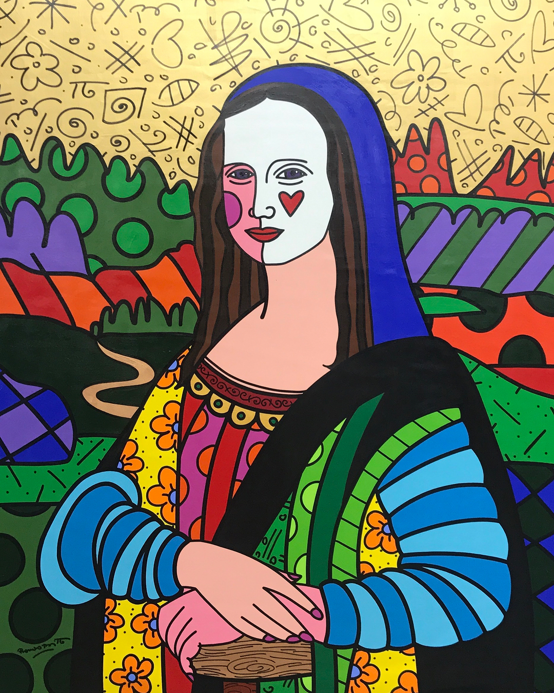 romero britto MOna Lisa BfRRenCH0zf