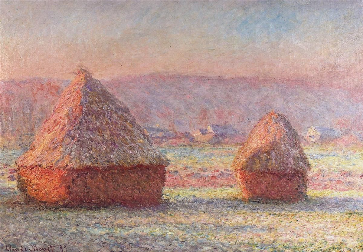 Claude Monet Haystacks White Frost Sunrise 1890 tokoonlineindonesia