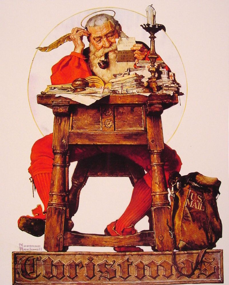 NormanRockwell Christmas Santa Reading Mail 1935 smudgemaster