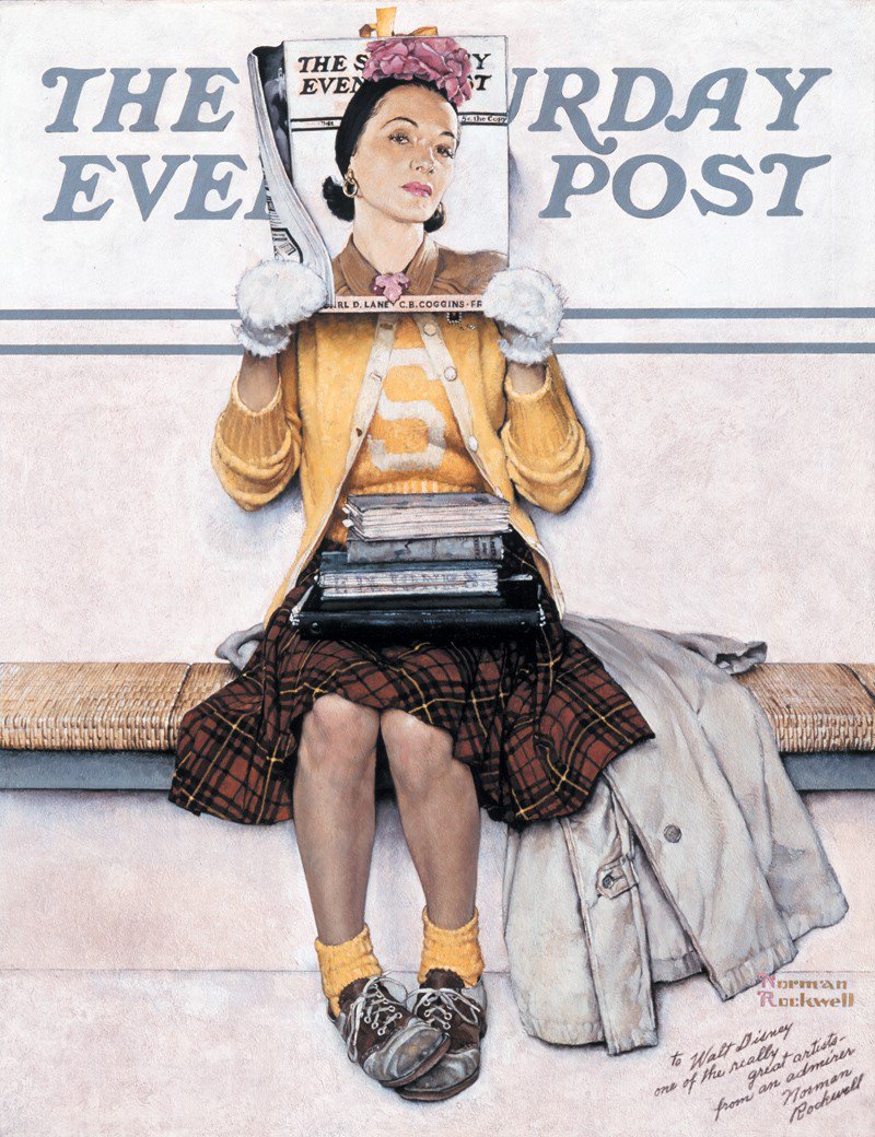 NormanRockwell Girl Reading the Post 1941 papacodes