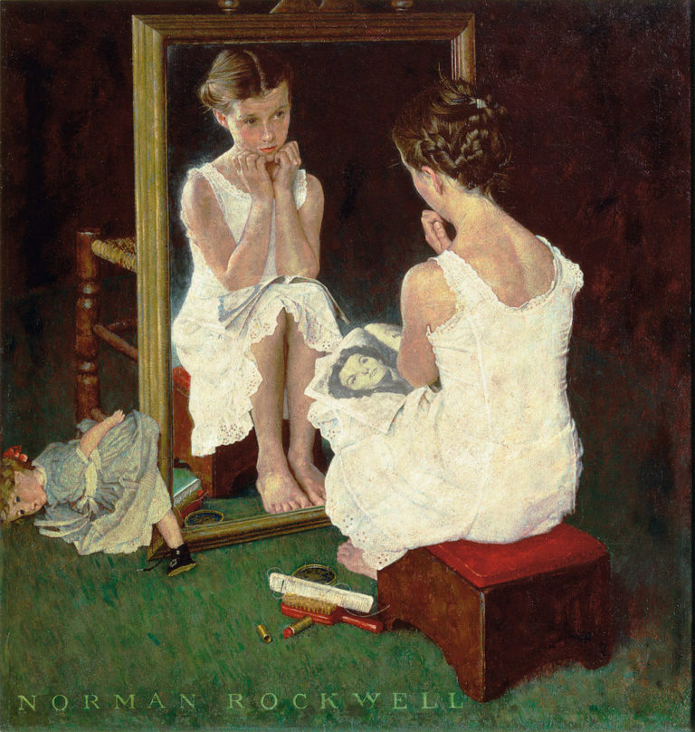 NormanRockwell Girl at Mirror 1954 rabbitroom