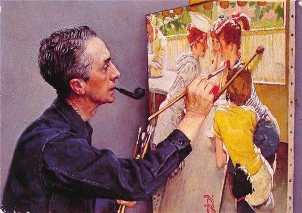 NormanRockwell Norman Rockwell painting the Soda Jerk 1953 vintagepics