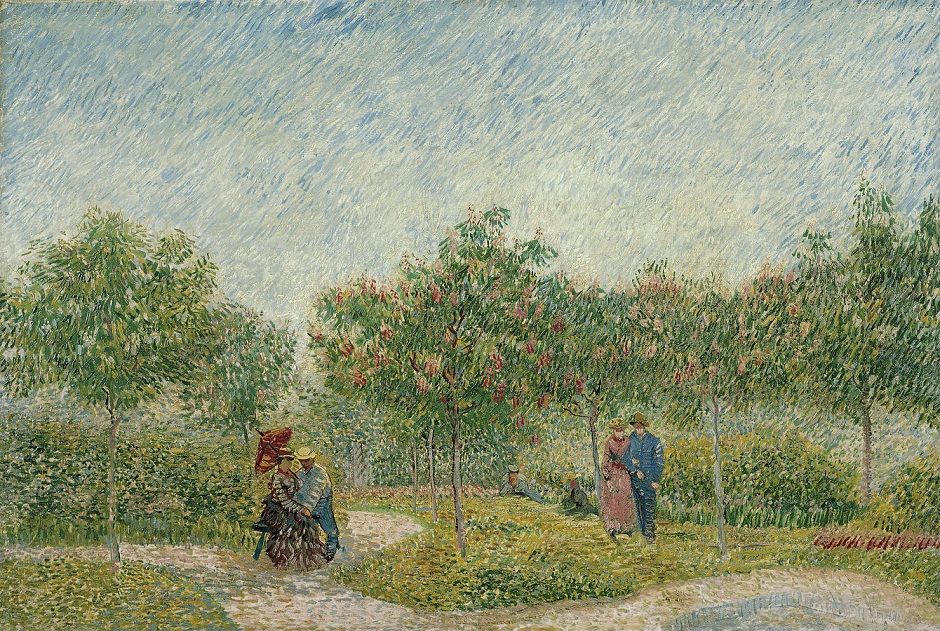Vincent van Gogh Tuin in Montmartre met Garden in Montmarte with lovers 1887 vangogh vincent