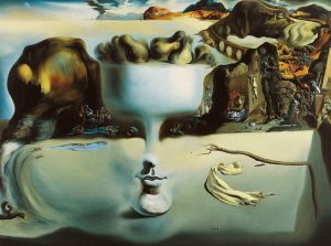 dali salvador dali apparition of face and fruit dish on a beach 1938 frieze
