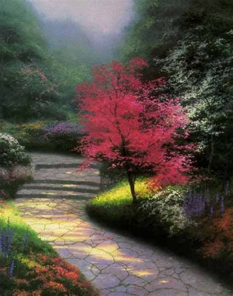 kinkade Afternoon Light Dogwood 1985 malereikopie 1