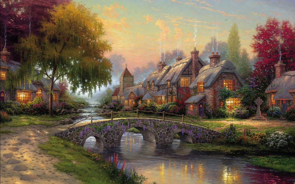 kinkade Cobblestone Bridge 2000 webneel