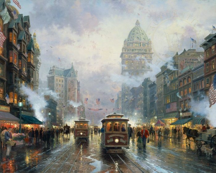 kinkade San Francisco Market Street 1994 cypresstrees