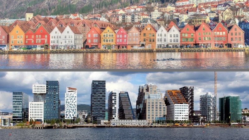 Old and New Buildings in Norway