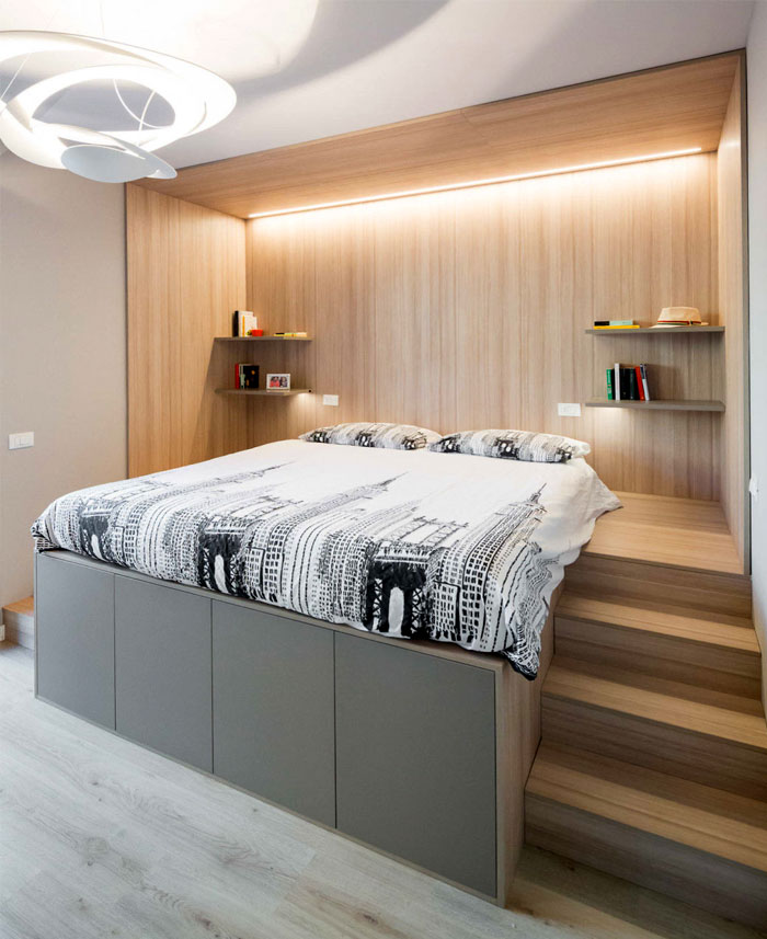 mens small bedroom platform storage bed